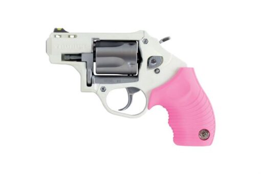 Taurus Model 85 Protector 38 Special +P White Polymer-Frame Revolver with Pink Grips